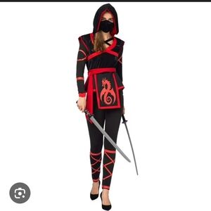 Spooktacular Creations Women's Ninja Costume with Red Accents Size Large New